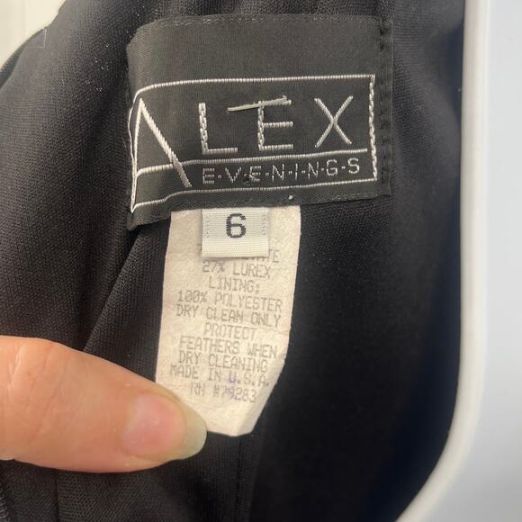 Vtg Y2K Alex Evenings Formal Dress Sz 6 Sparkle Feather Prom Whimsigoth Witchy - Picture 11 of 14